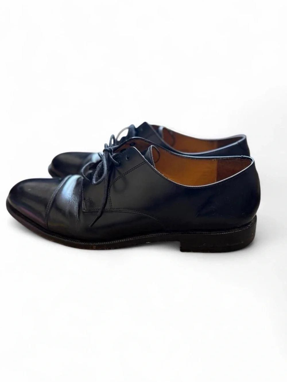 Cole Haan Men’s 12E Black Leather Cap Toe Oxford Dress Shoes Lace Up Wide